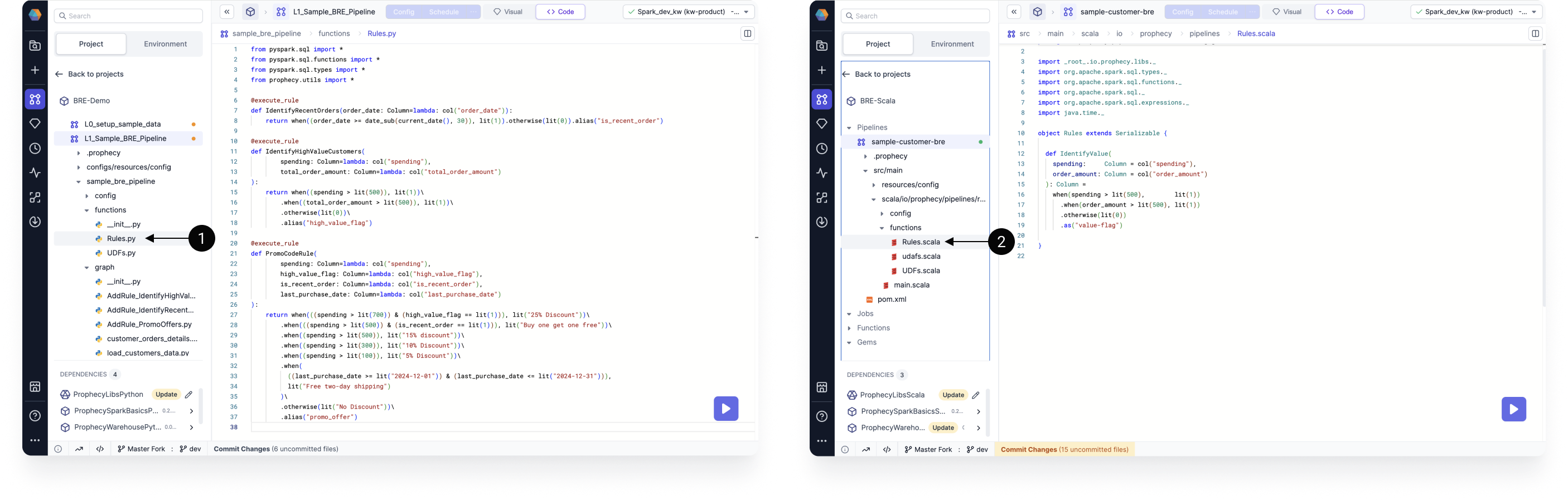 Business rules in Python and Scala