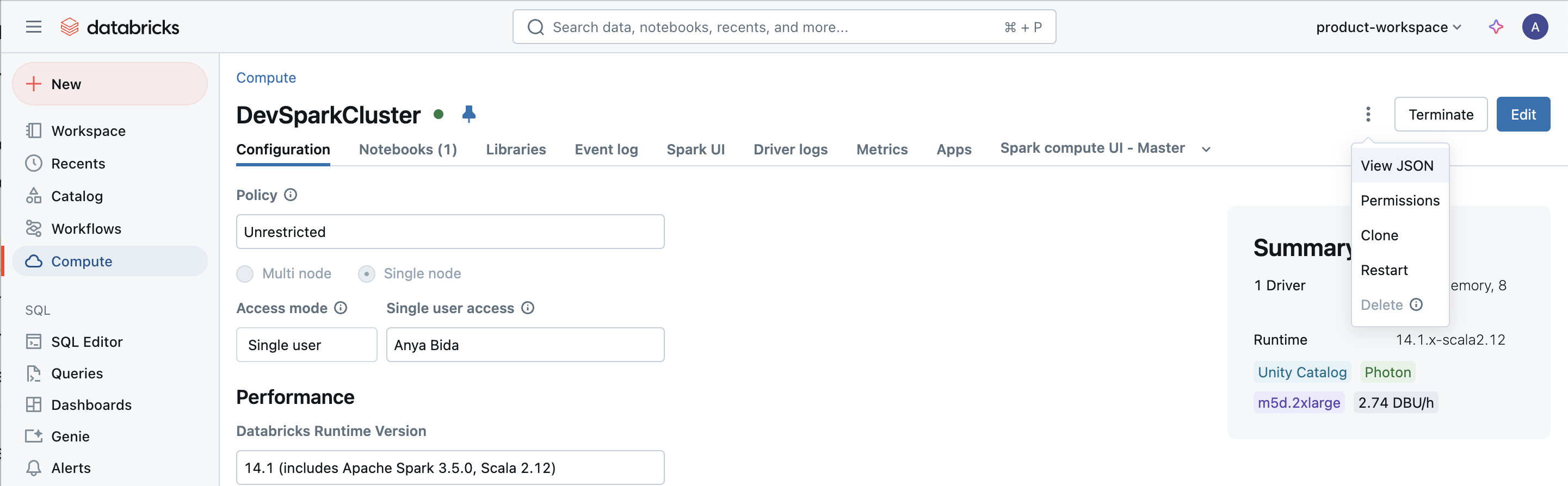 Cluster configuration example