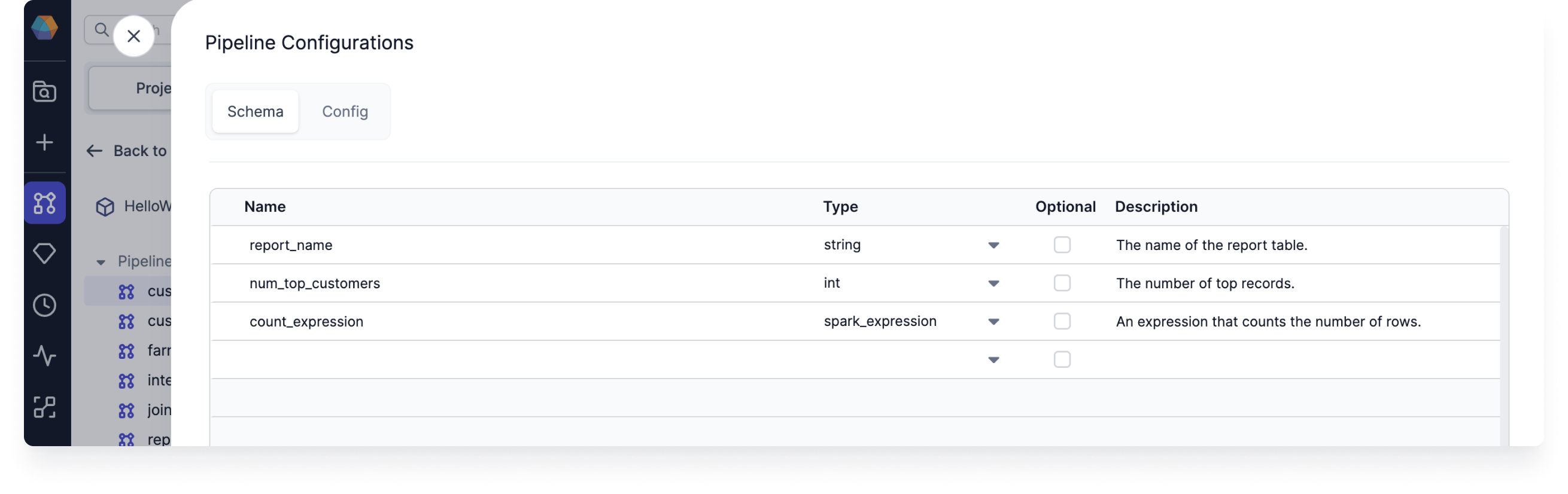 Schema tab