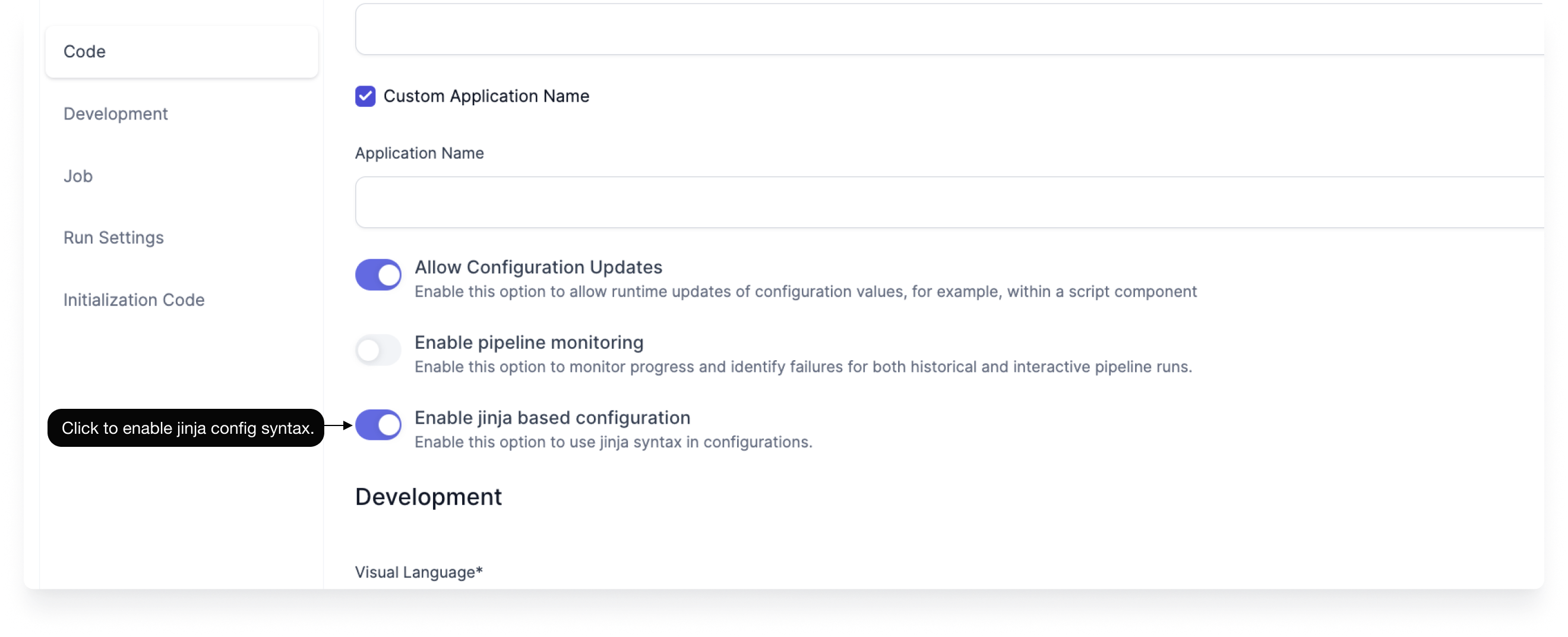 Enable Jinja Config syntax