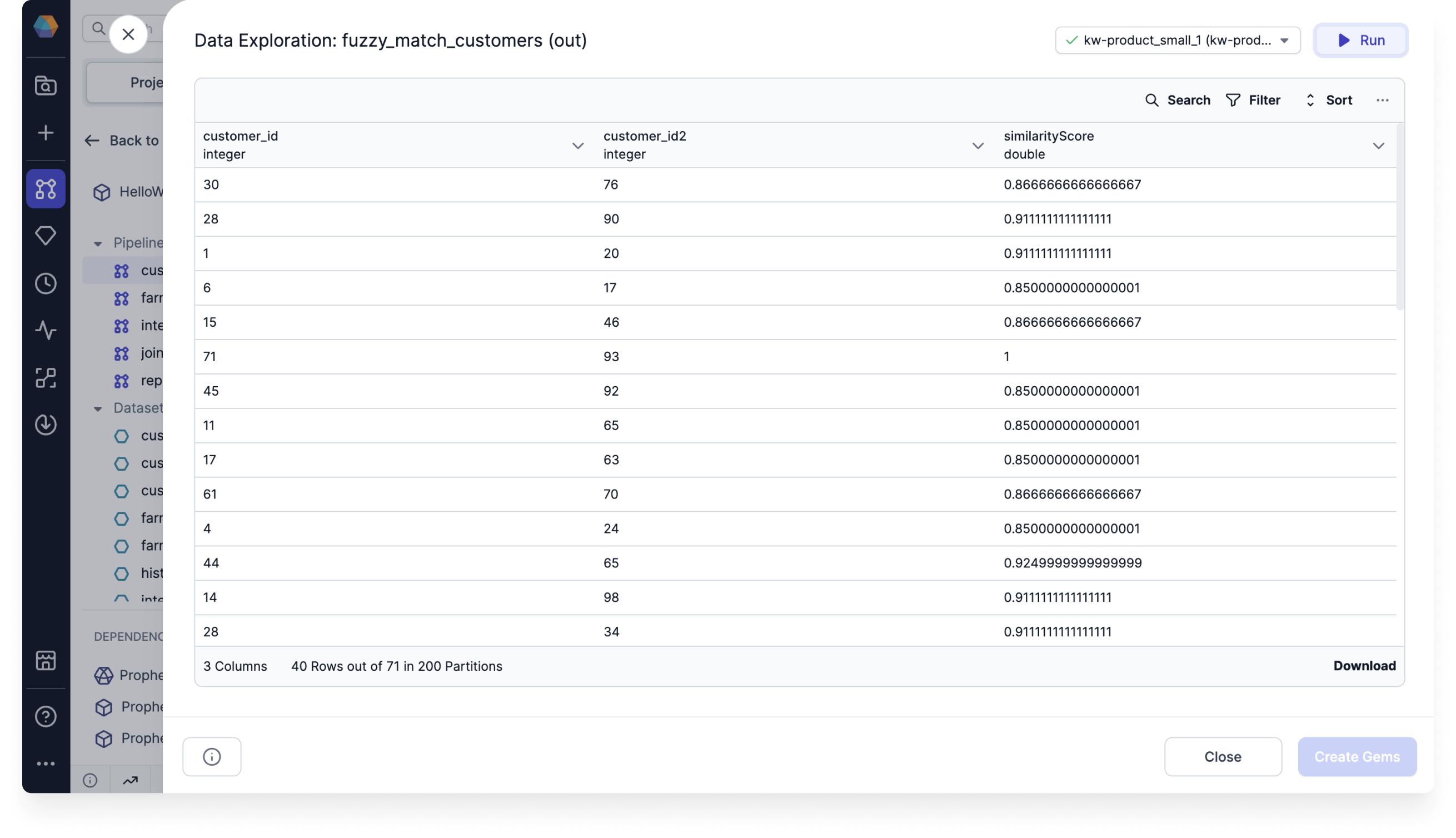 FuzzyMatch output