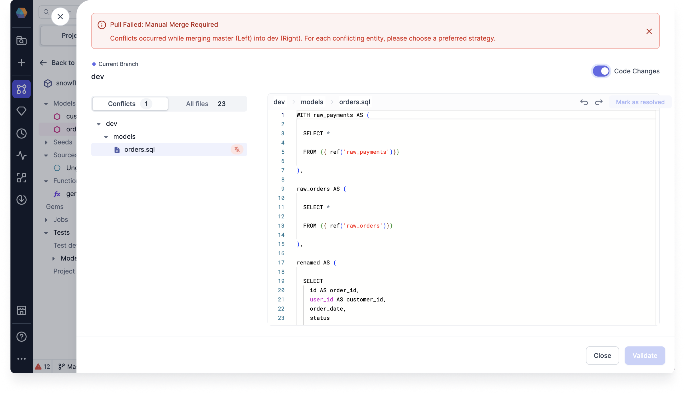 View Git conflict merge strategies