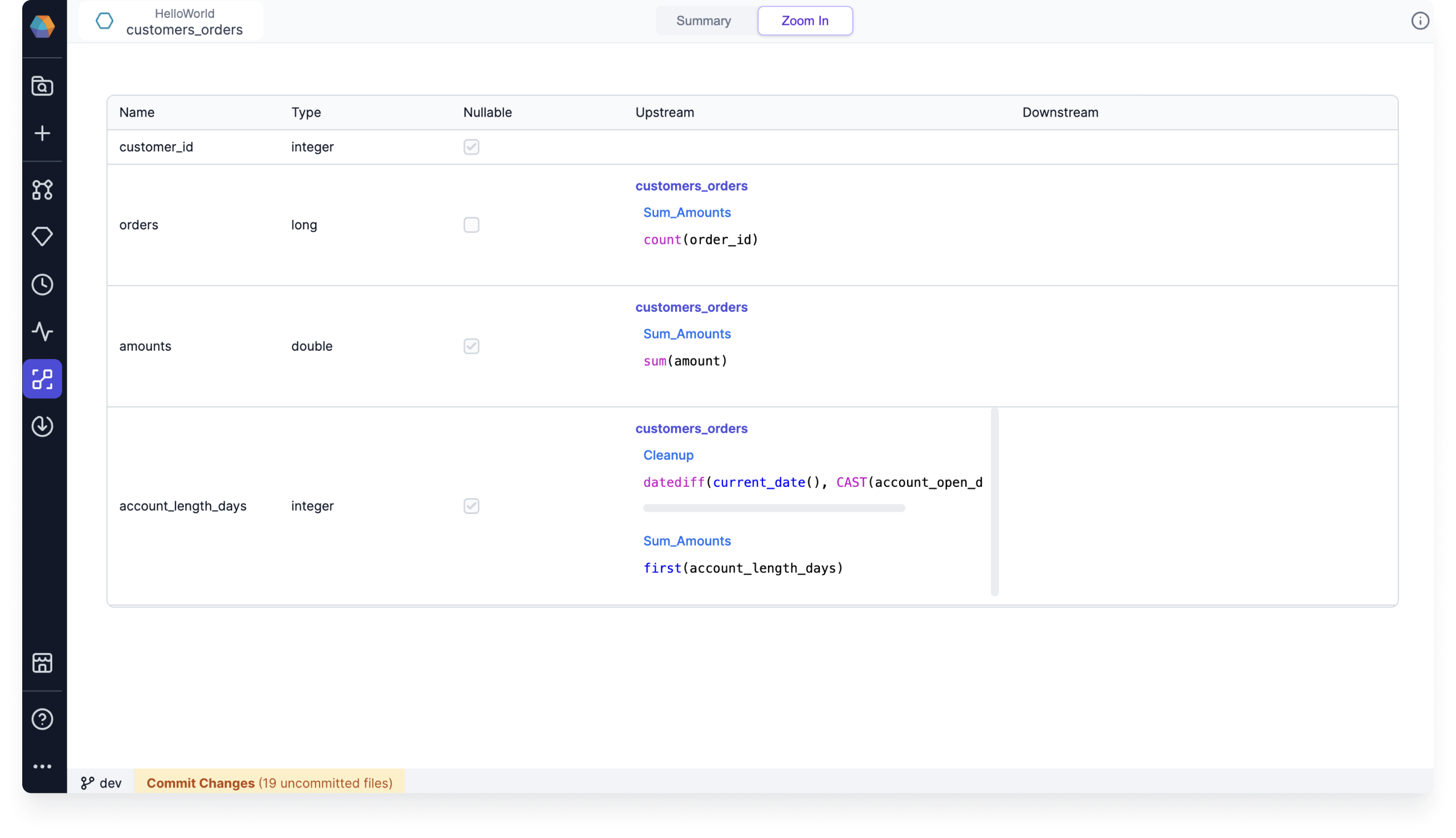 Dataset zoom-in