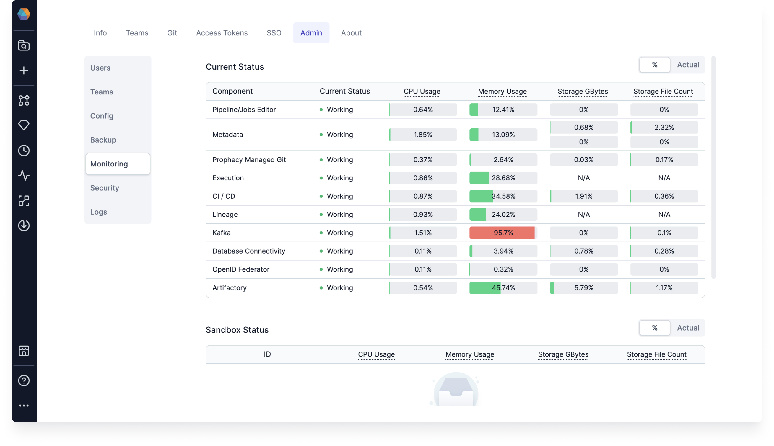 Monitoring settings