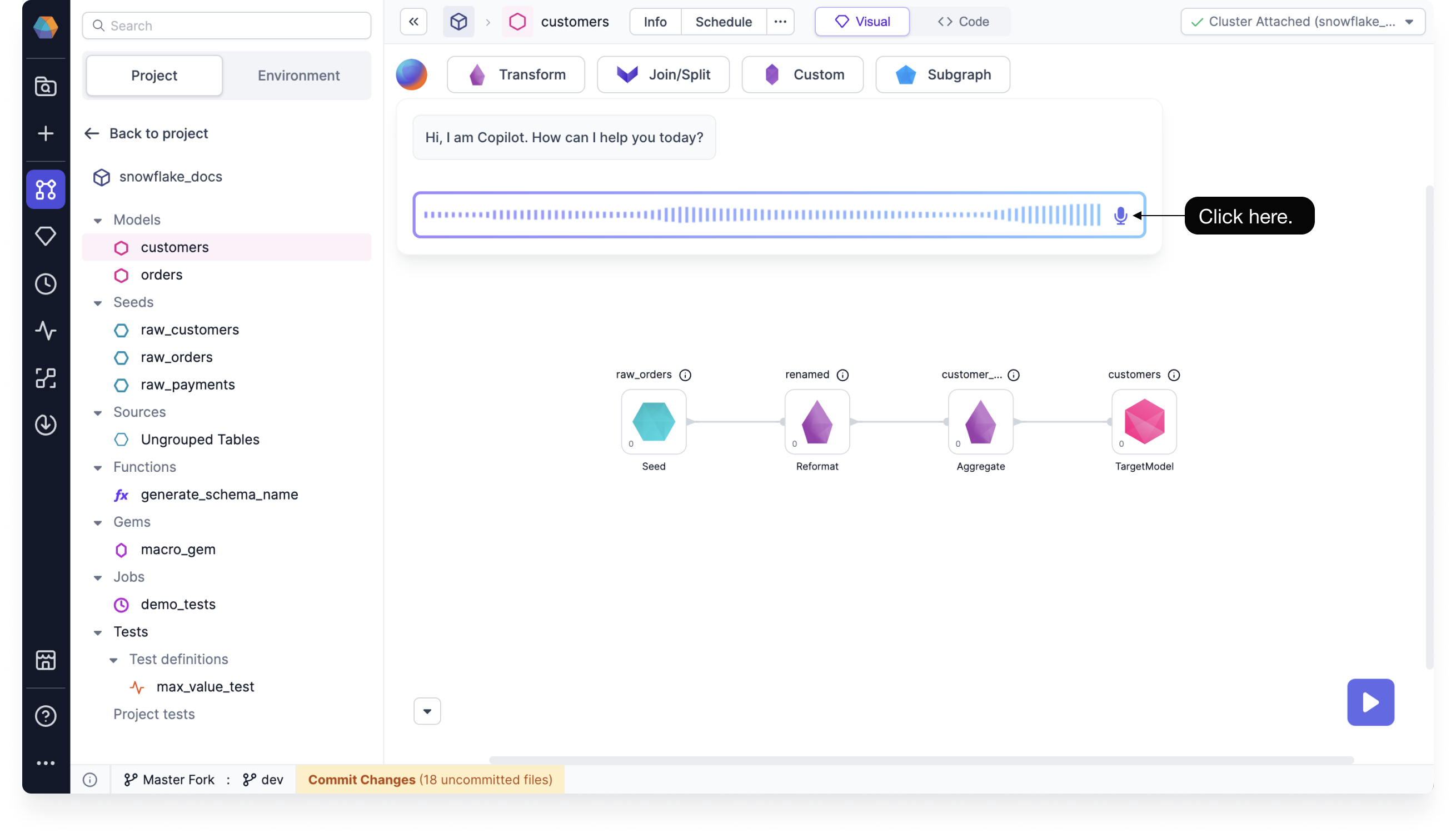 Voice interface in copilot conversations