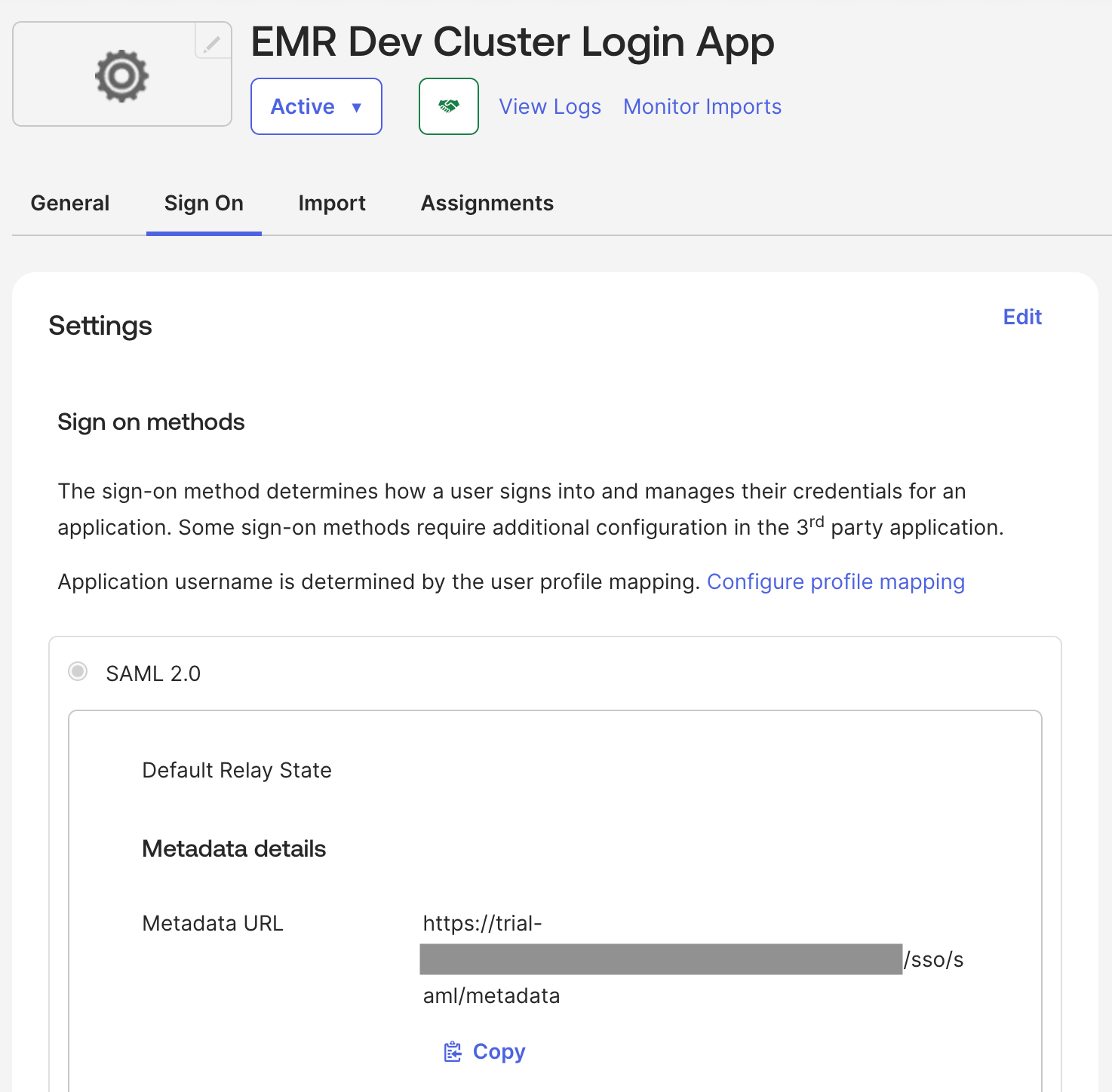 Okta metadata