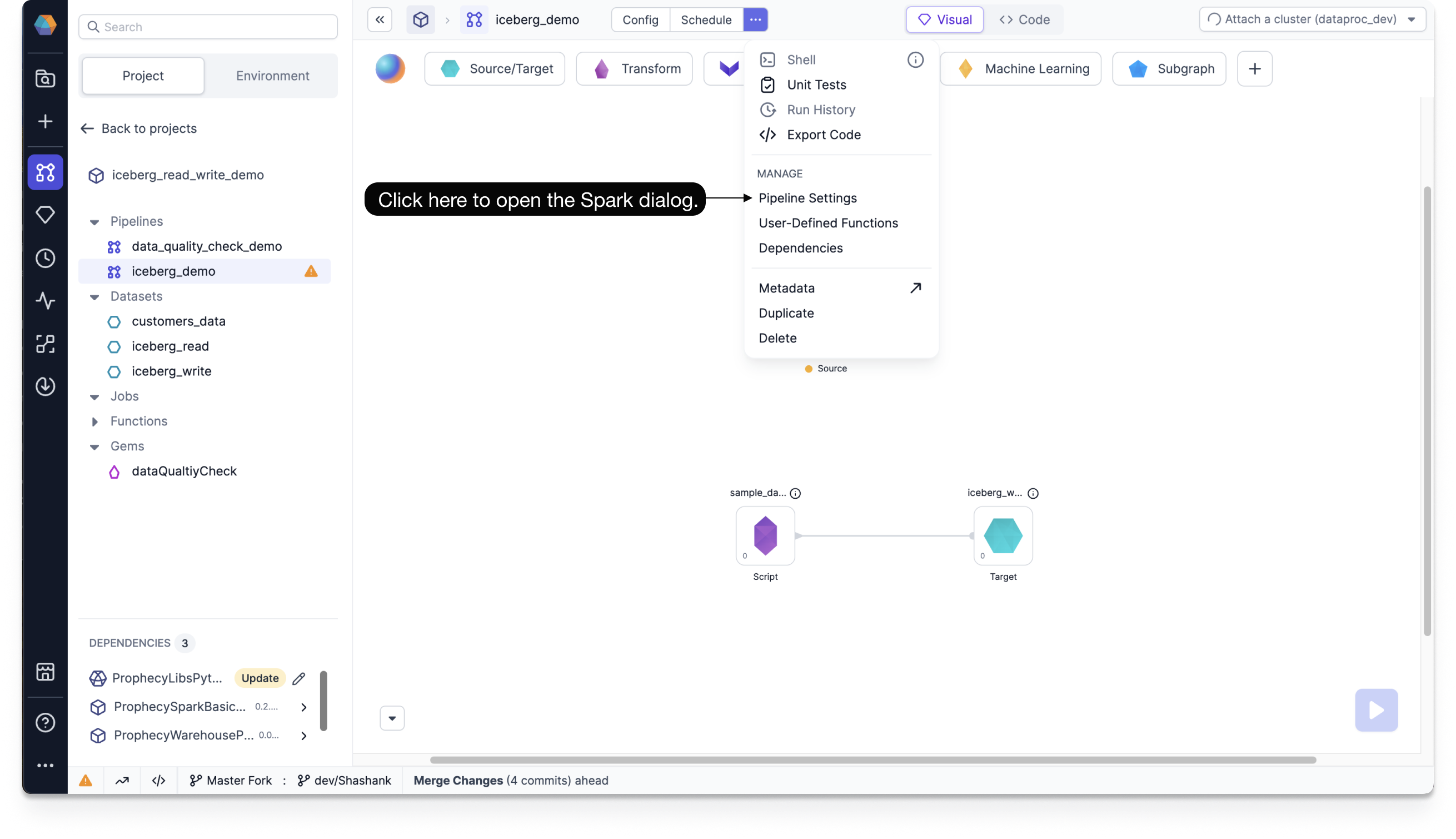 Open Pipeline Settings