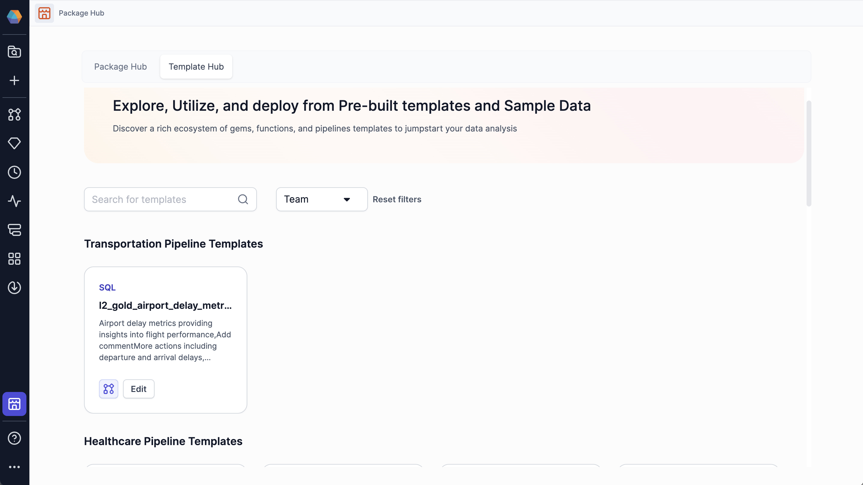 Template Hub landing page
